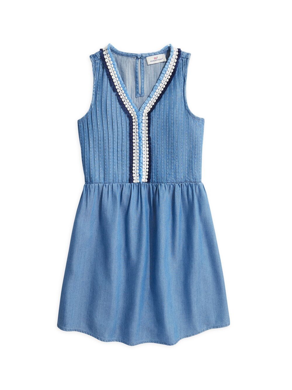 

Платье из шамбре с защипами для маленьких девочек Vineyard Vines