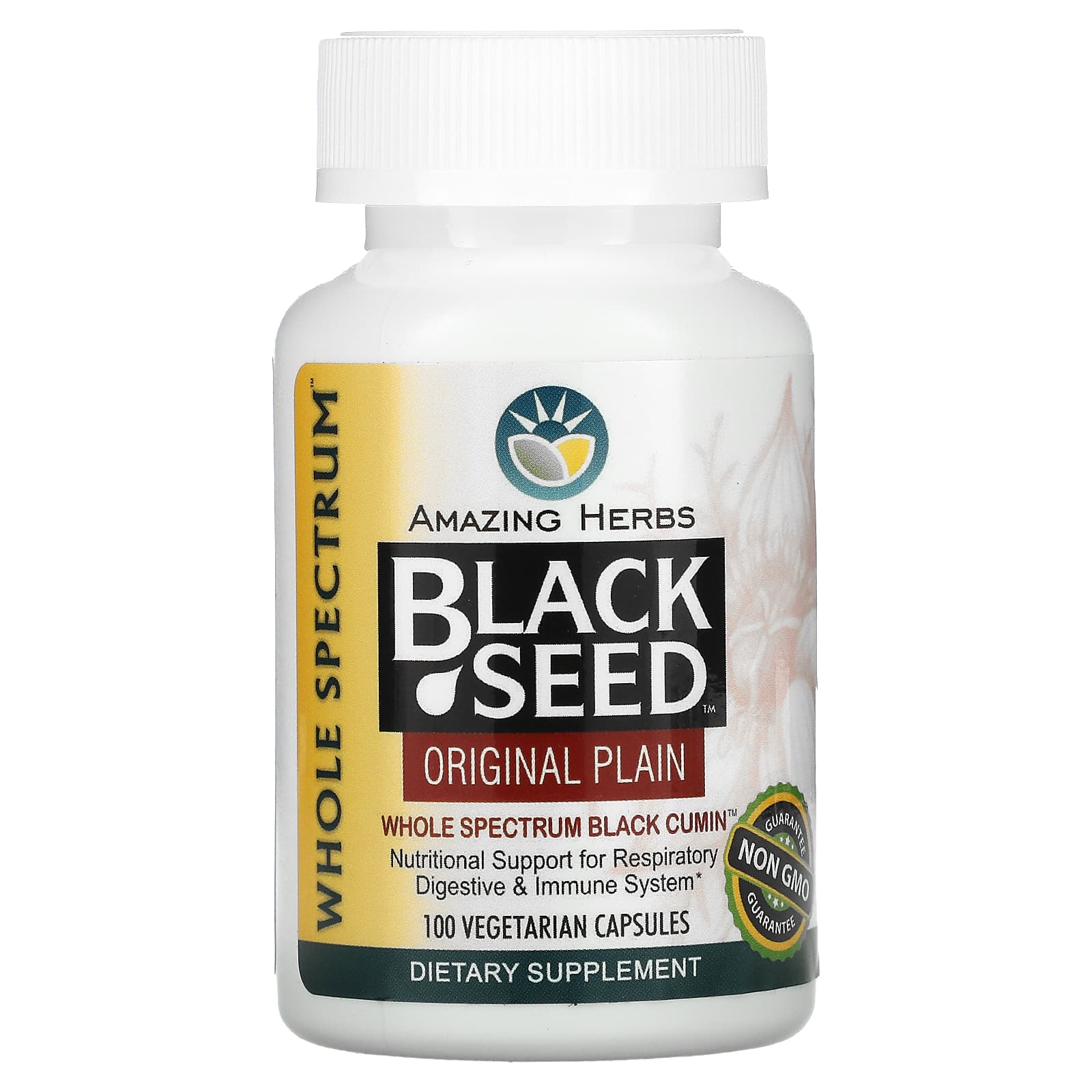 Amazing Herbs Черный тмин оригинальный чистый 100 вегетарианских капсул amazing herbs black seed высокоэффективный чеснок 100 вегетарианских капсул