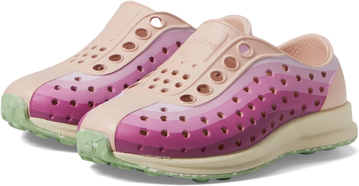 

Кроссовки Native Shoes Kids Robbie Print, цвет Chameleon Pink/Bone White/Fig Speckle Rubber/Twilight Foggy Fade