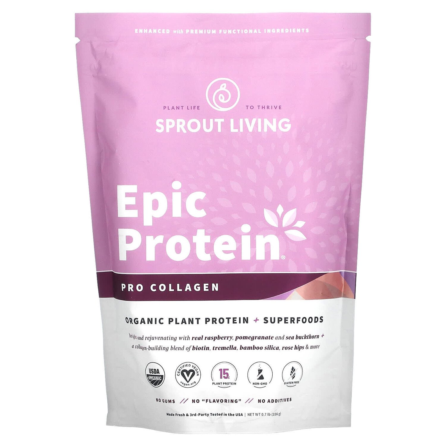 

Epic Protein, органический растительный протеин и суперпродукты, профессиональный коллаген, 364 г (0,8 фунта), Sprout Living