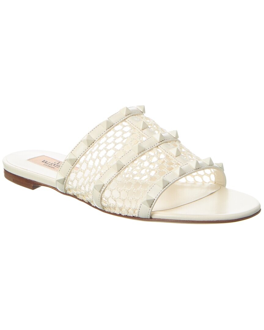 

Сандалии Valentino Rockstud из сетки и кожи, белый