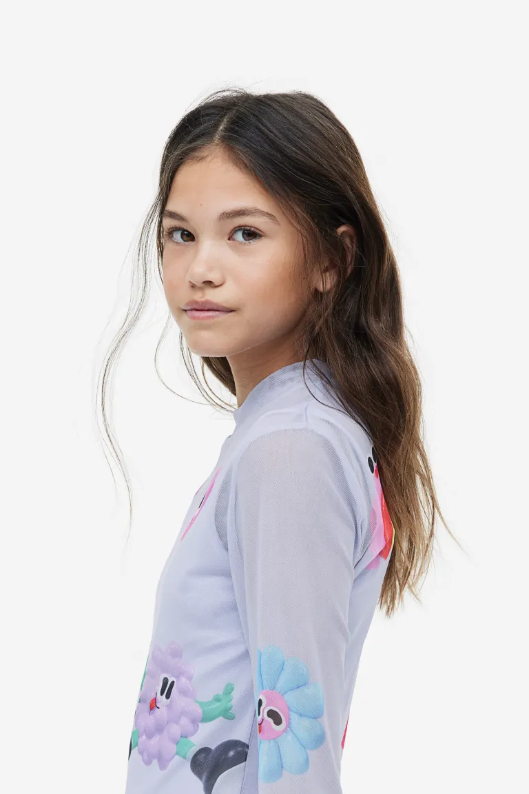

Сетчатая блузка с принтом H&M, фиолетовый
