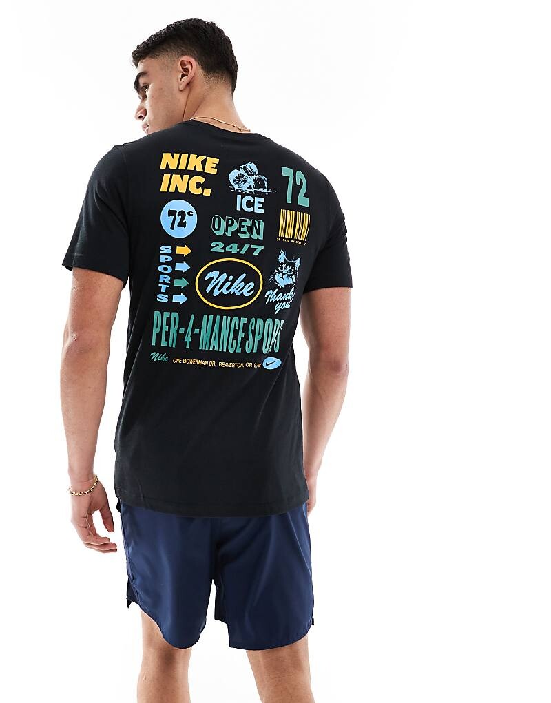 

Nike Training – Dri-Fit – черная футболка с принтом на спине