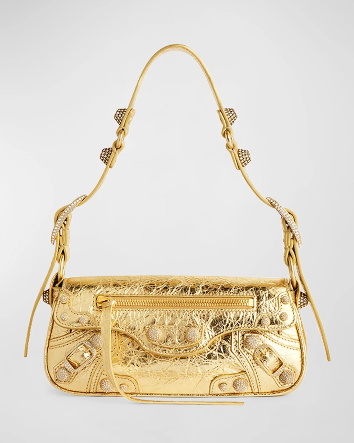 

Сумка-слинг Le Cagole XS, металлизированная и украшенная стразами Balenciaga, цвет Gold