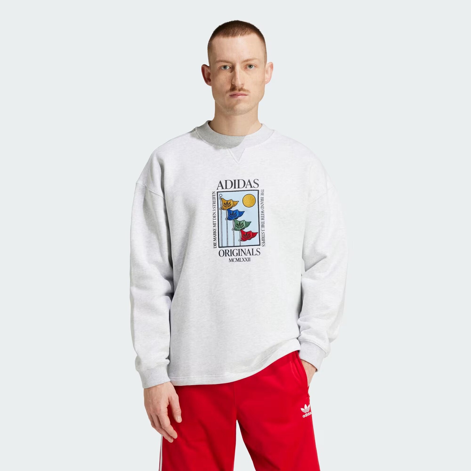 

Originals Crew Толстовка Adidas, цвет Light Grey Heather