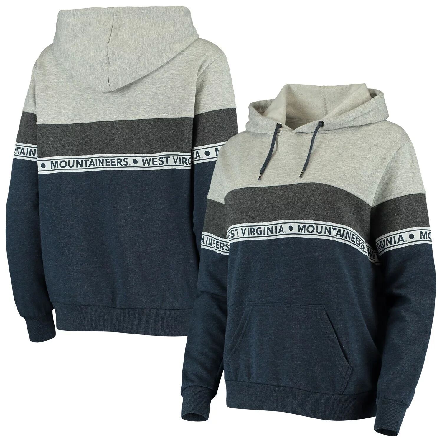 

Женский серый/темно-синий пуловер с капюшоном West Virginia Mountaineers Block Party Taping Pullover