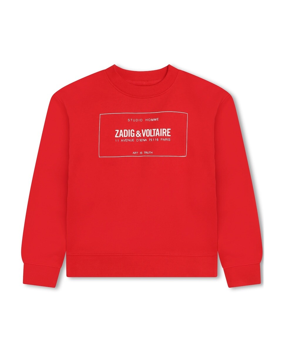 

Толстовка для мальчика с круглым вырезом и логотипом спереди Zadig & Voltaire, красный