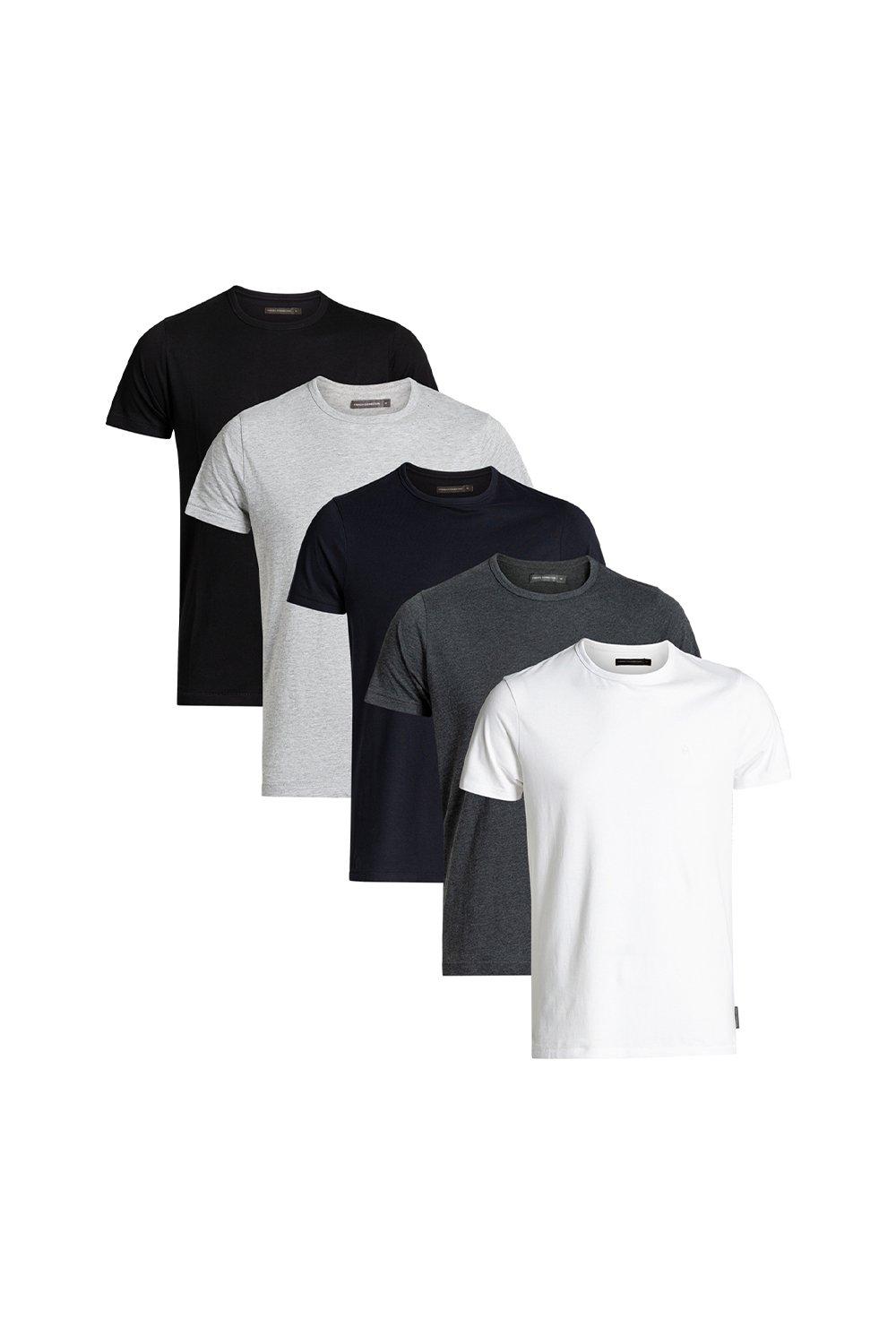 Набор из 5 футболок с круглым вырезом French Connection, серый цена и фото