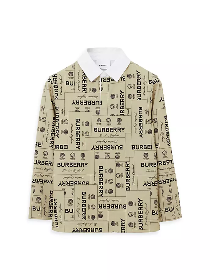 цена Рубашка-поло с длинными рукавами и логотипом Little Boy's & Boy's Burberry, цвет archive beige