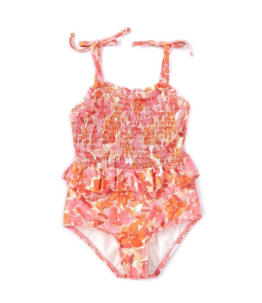 

Цельный купальник GB Little Girls 2T-6X со сборками и завязками на бретельках, оранжевый