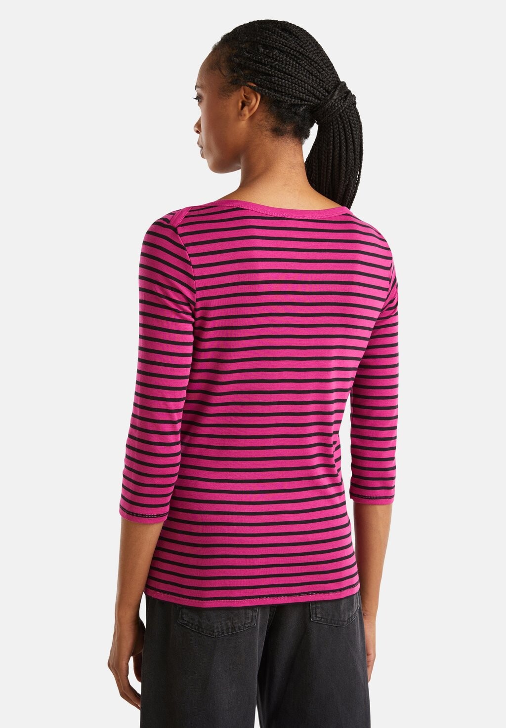 

Топ с длинными рукавами STRIPED 3/4 SLEEVE United Colors of Benetton, розовый