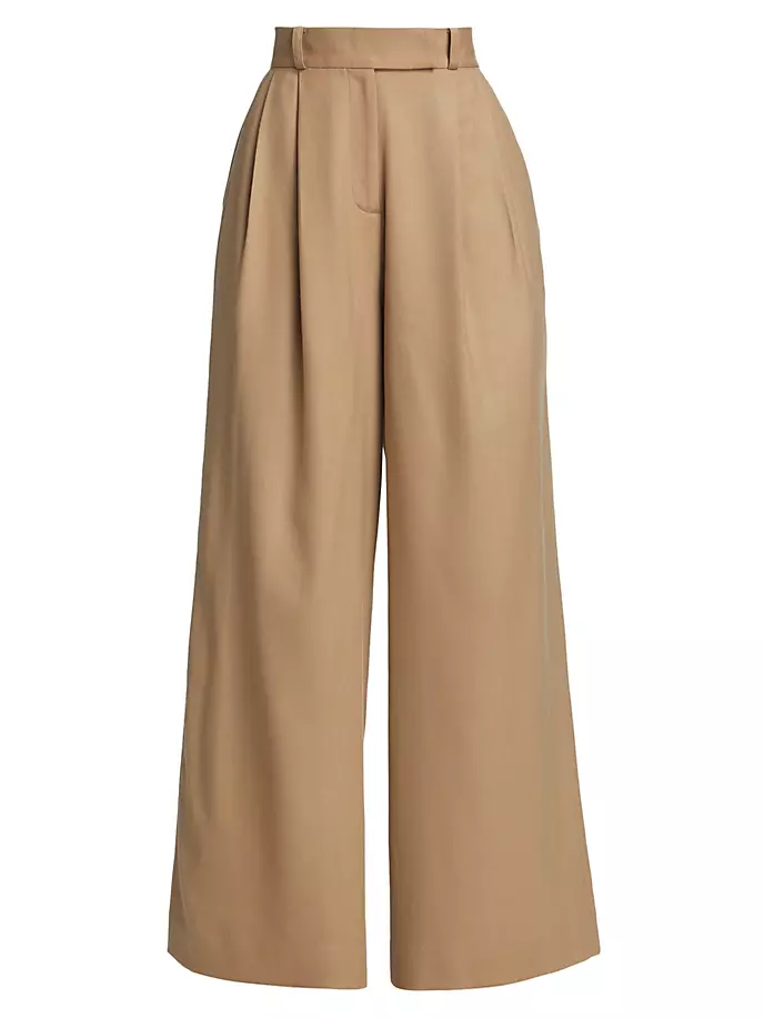 

Широкие брюки из плиссированной шерсти Barneys New York, цвет camel