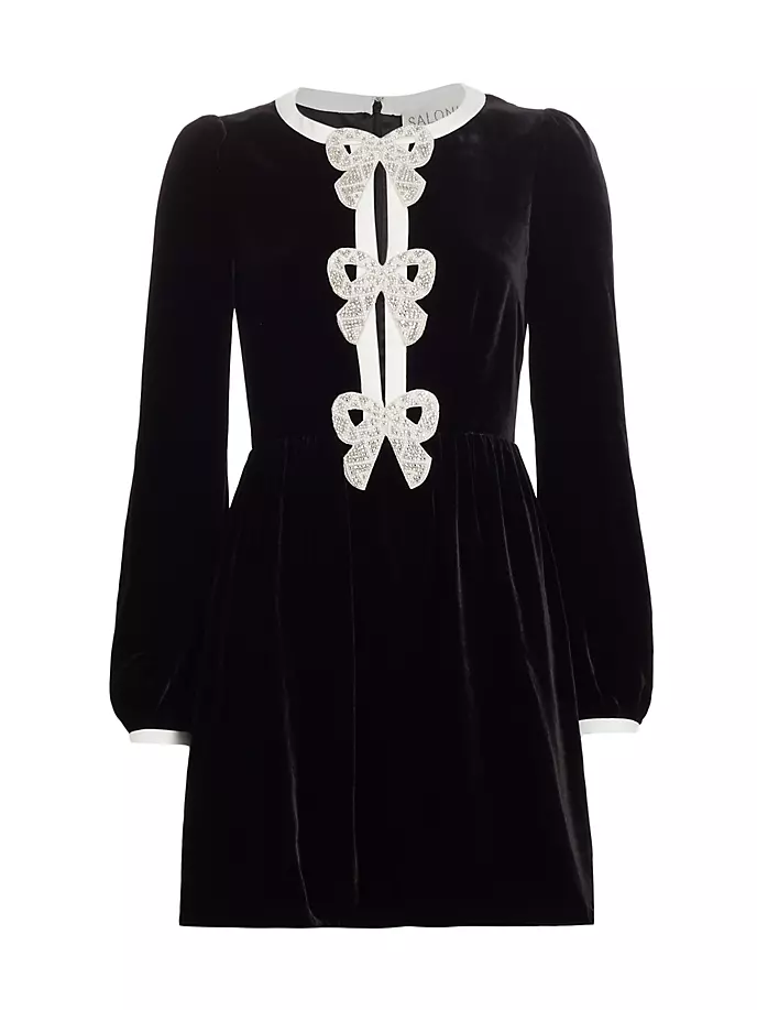 Мини-платье Camille с бантом спереди Saloni, цвет black tusk light pearl bows цена и фото