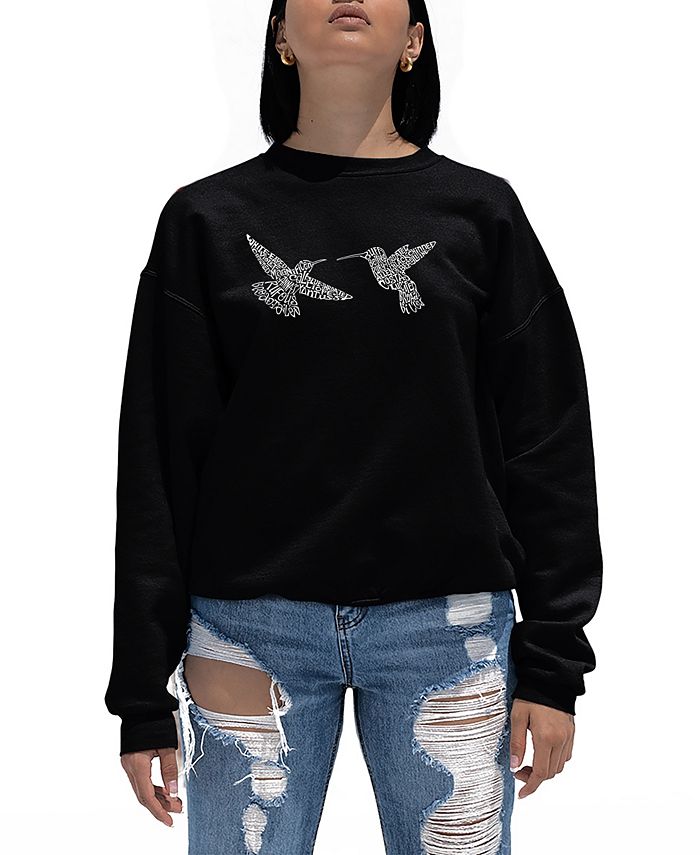 Женский свитшот с круглым вырезом «Колибри» Word Art LA Pop Art, черный шкаф угловой колибри колибри
