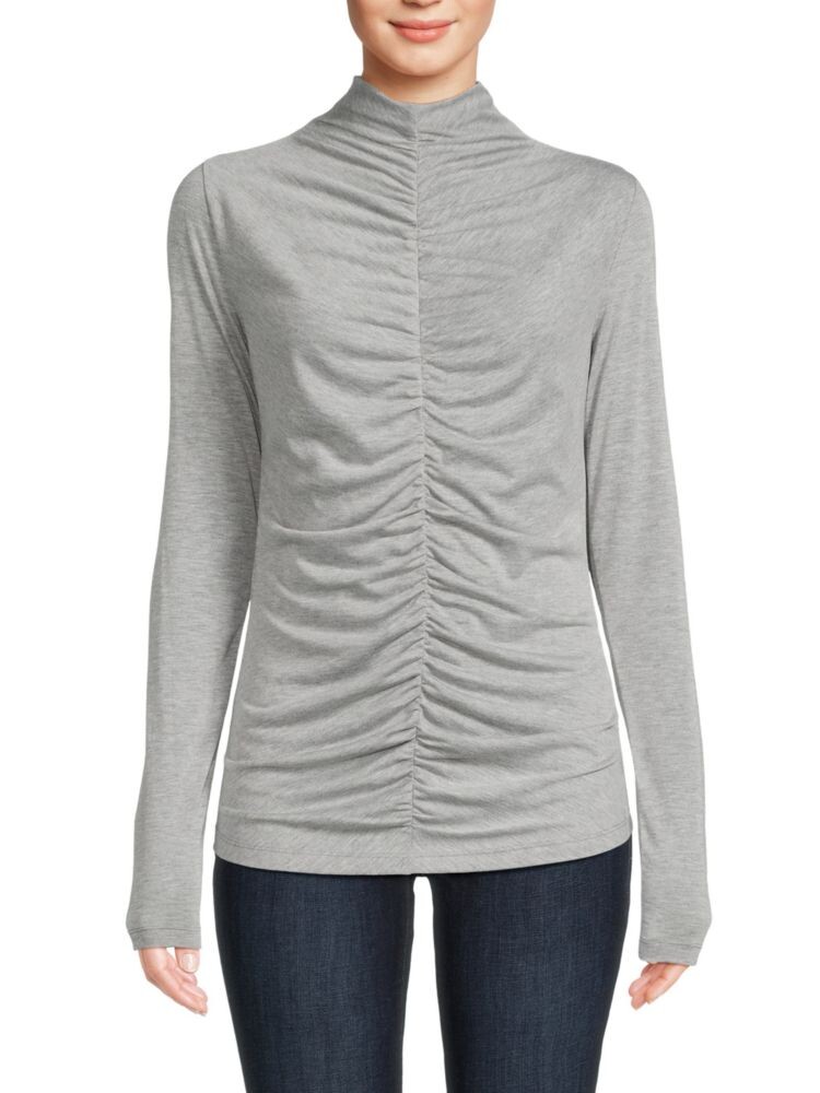 

Топ с воротником-стойкой и рюшами Renee C., цвет Heather Grey