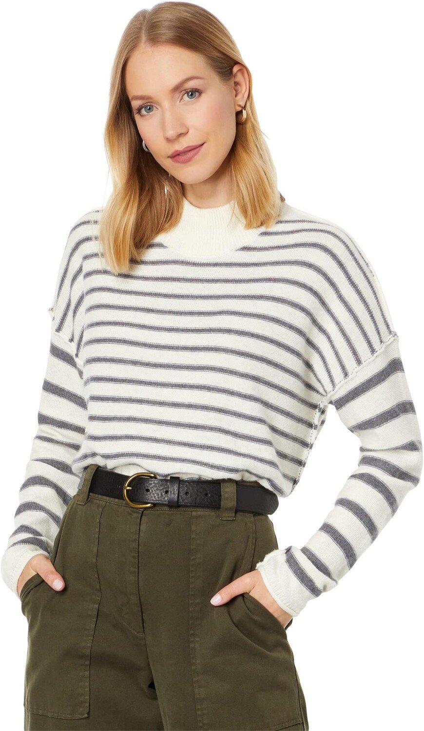 

Свитер Stripe Jamaica Mock Neck Madewell, цвет Antique Cream