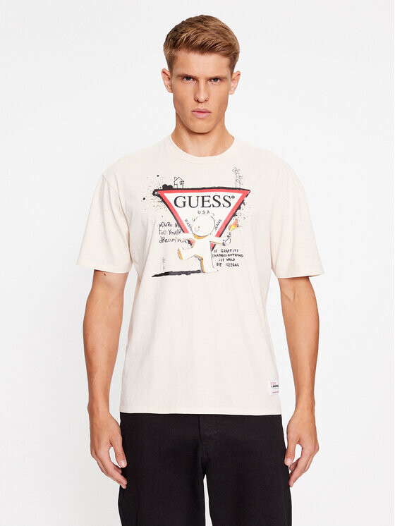 

Футболка стандартного кроя Guess, экрю