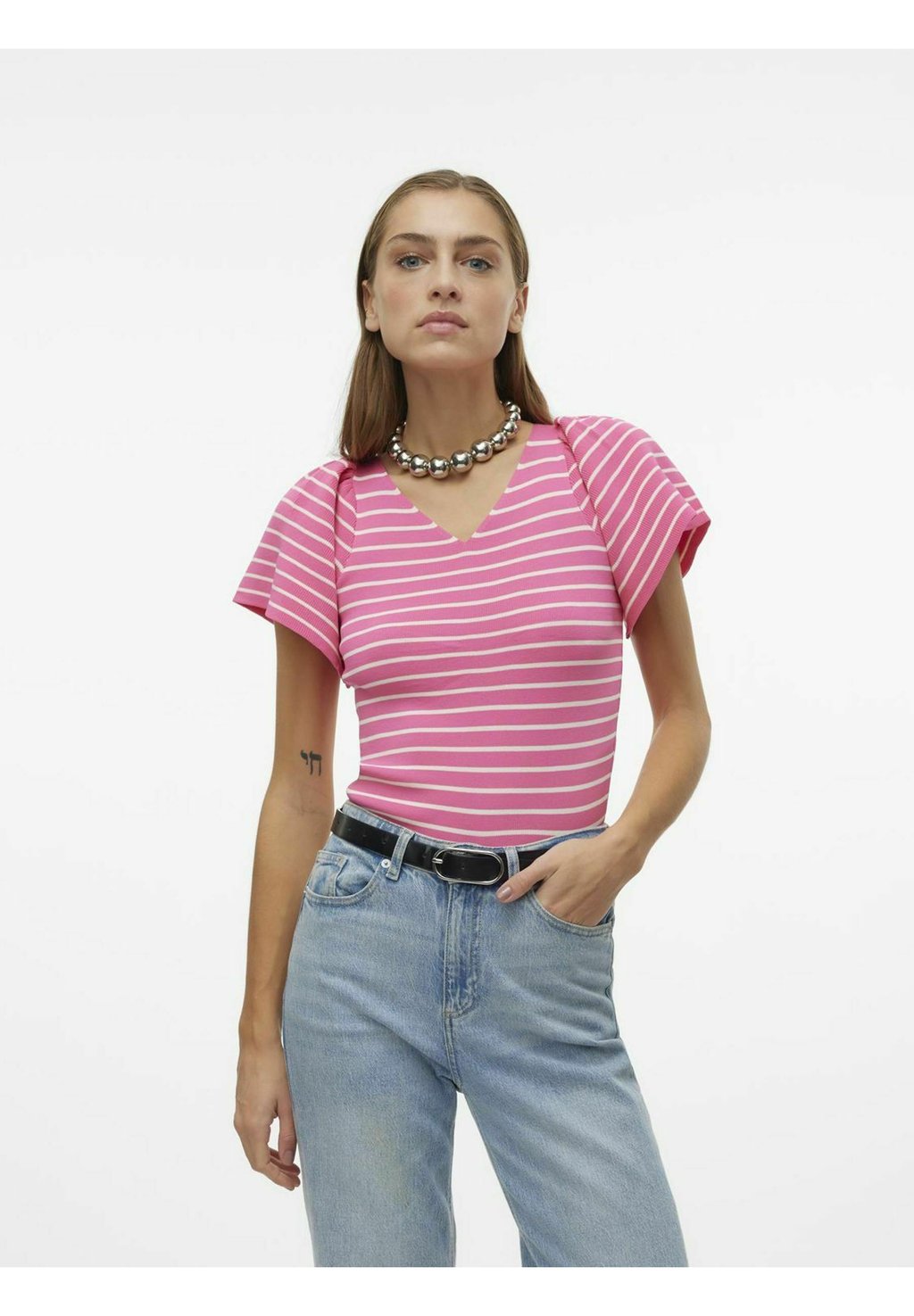 Футболка с принтом GINNY V NECK NOOS Vero Moda, цвет raspberry sorbet