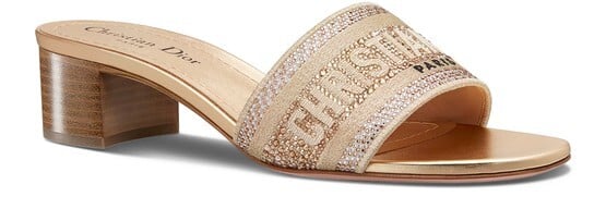 

Мюли D-way из хлопка с вышивкой Dior, золотой