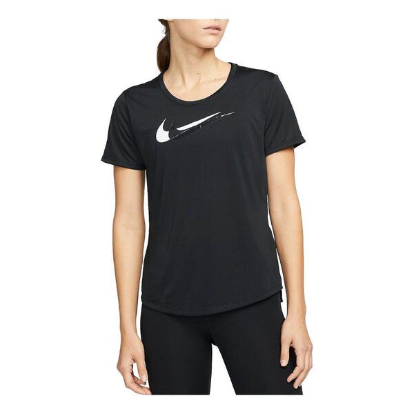 

Футболка (WMNS) Nike Dri-FIT Swoosh Run Short-Sleeve 'Black', черный
