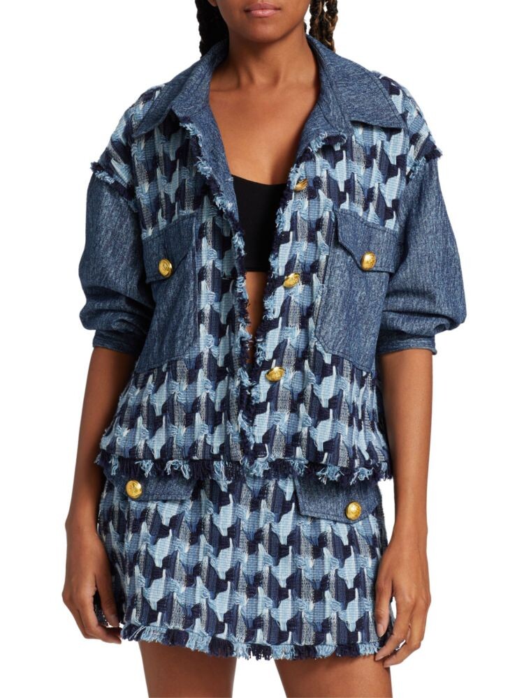 

Джинсовая куртка с цветочным узором Ramy Brook, цвет Indigo Jacquard Stripe