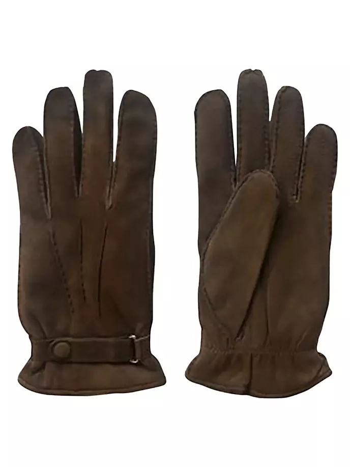 

Замшевые перчатки на кашемировой подкладке Original Label Polo Ralph Lauren, цвет dark brown