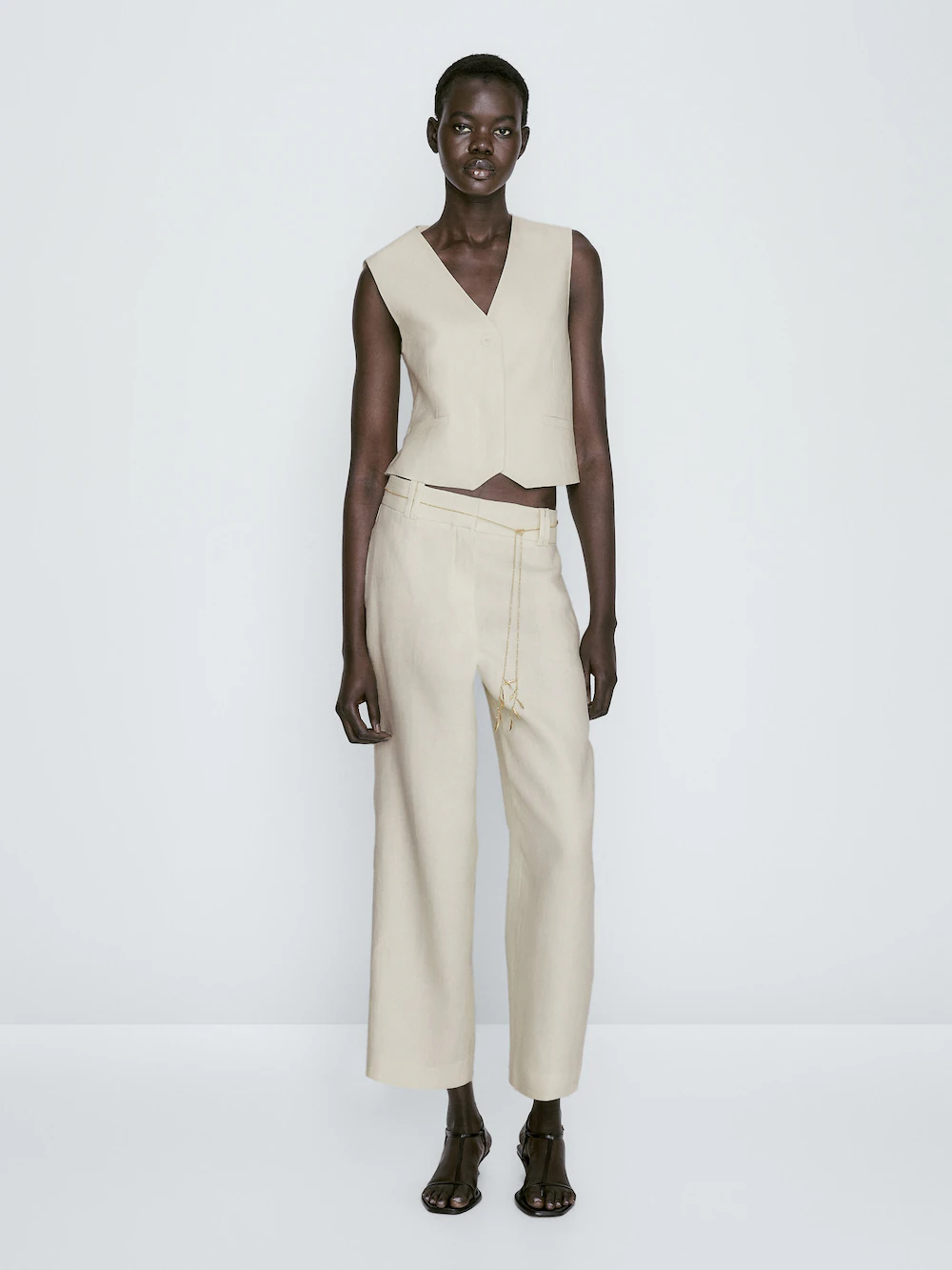 

Брюки из 100% льна с двойными ятками Massimo Dutti, Серый