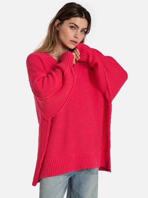 

Вязаный свитер с v-образным вырезом Free People, красный