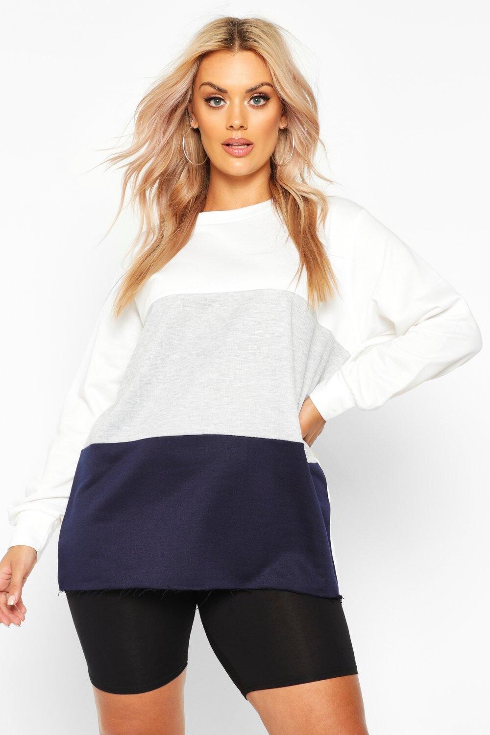 

Спортивный топ plus color block Boohoo, нави