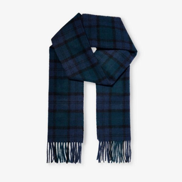 

Шерстяной шарф с кисточками и принтом «тартан» Barbour, цвет forest mist