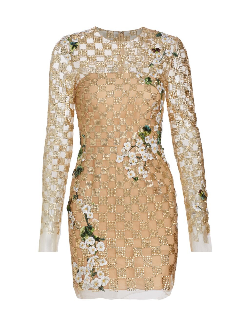 

Мини-платье с заклепками и аппликацией Oscar de la Renta, золотой