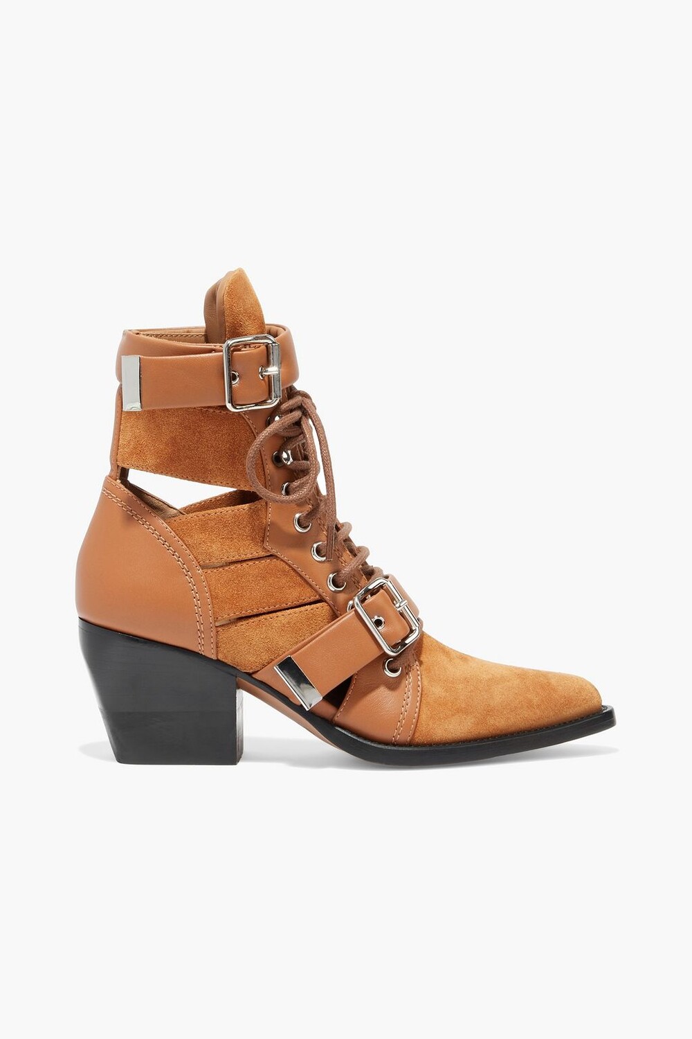 

Ботильоны из кожи и замши с вырезом CHLOÉ, кэмел
