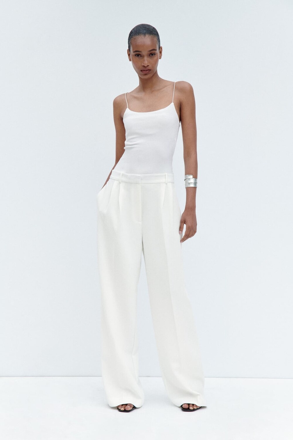 

Широкие брюки ZARA, белый