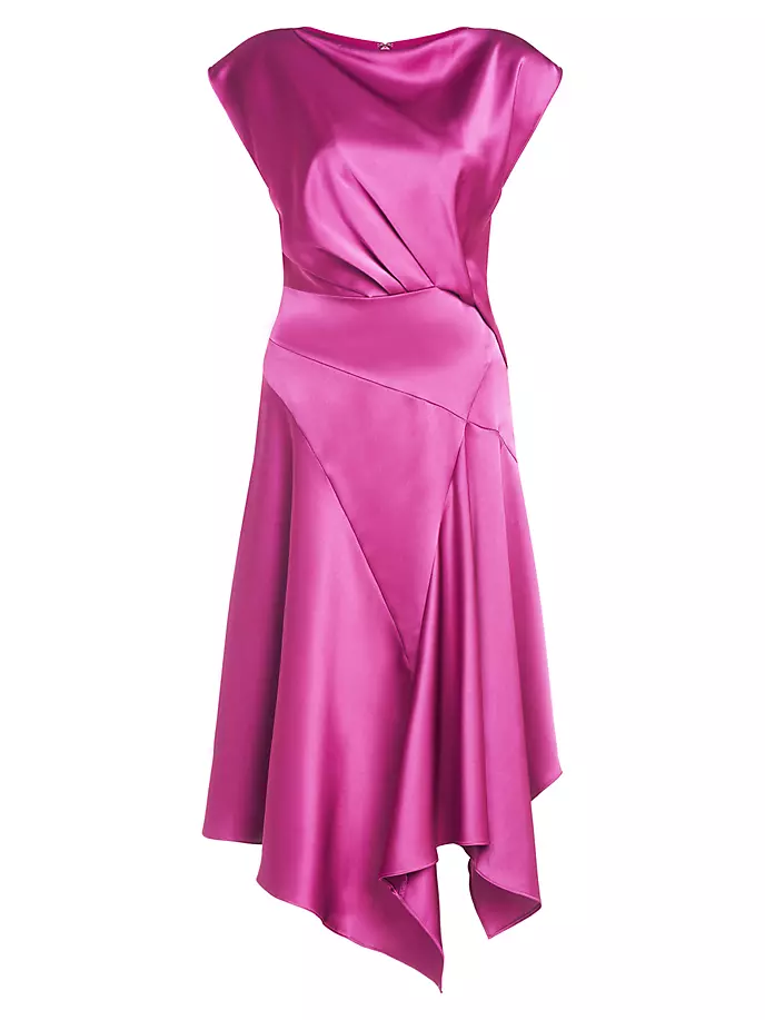 цена Атласное платье миди Isla с драпировкой Theia, цвет rosewood