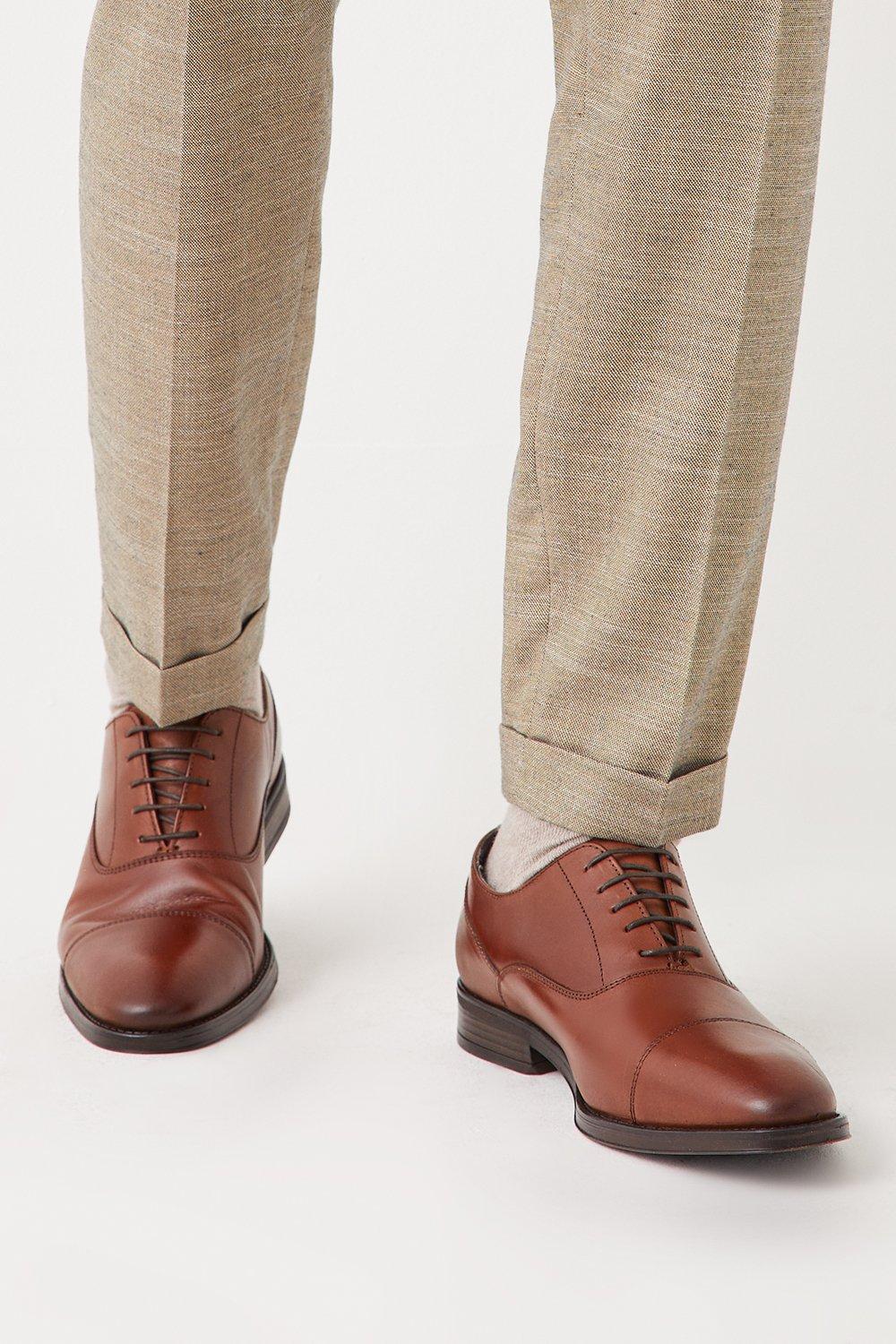 Светло-коричневые кожаные оксфорды с носком Burton, коричневый