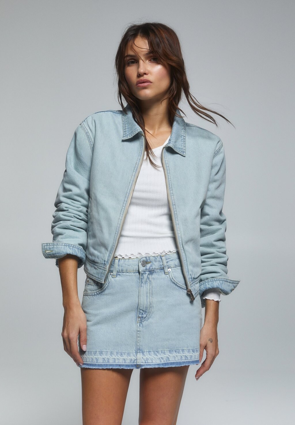 

Джинсовая куртка PULL&BEAR, цвет blue denim