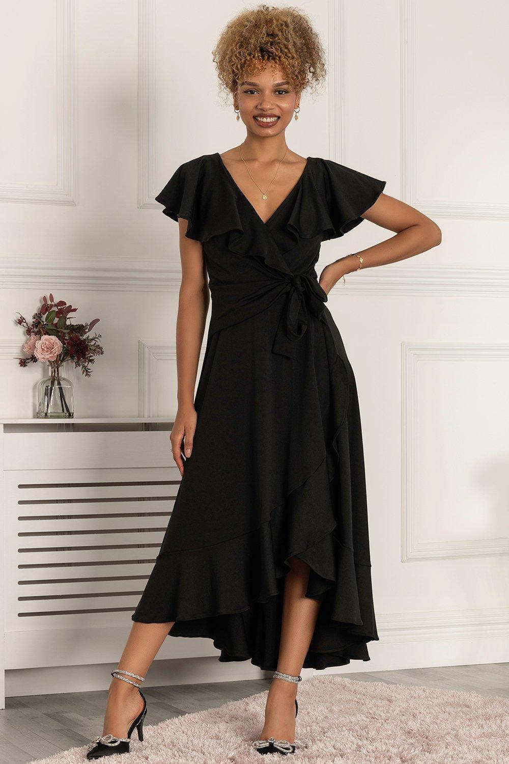 Платье Priya с оборками и глубоким подолом Jolie Moi, черный цена и фото