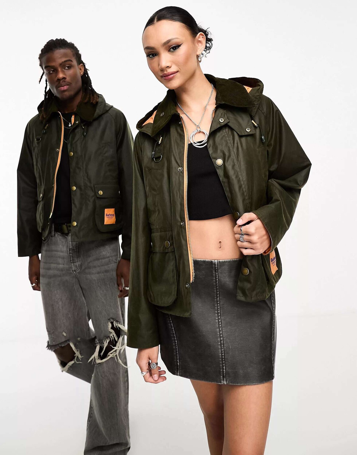 

Эксклюзивная оливковая куртка унисекс с капюшоном Barbour x ASOS