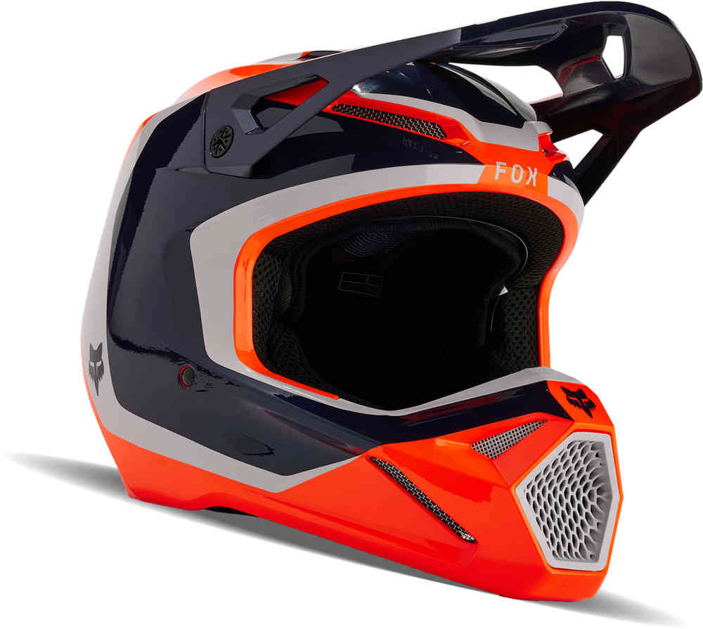 Молодежный шлем для мотокросса V1 Nitro MIPS FOX, черный/белый/оранжевый фотографии