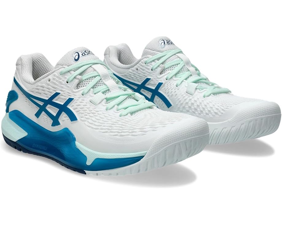 

Кроссовки ASICS GEL-Resolution 9, цвет White/Teal Blue