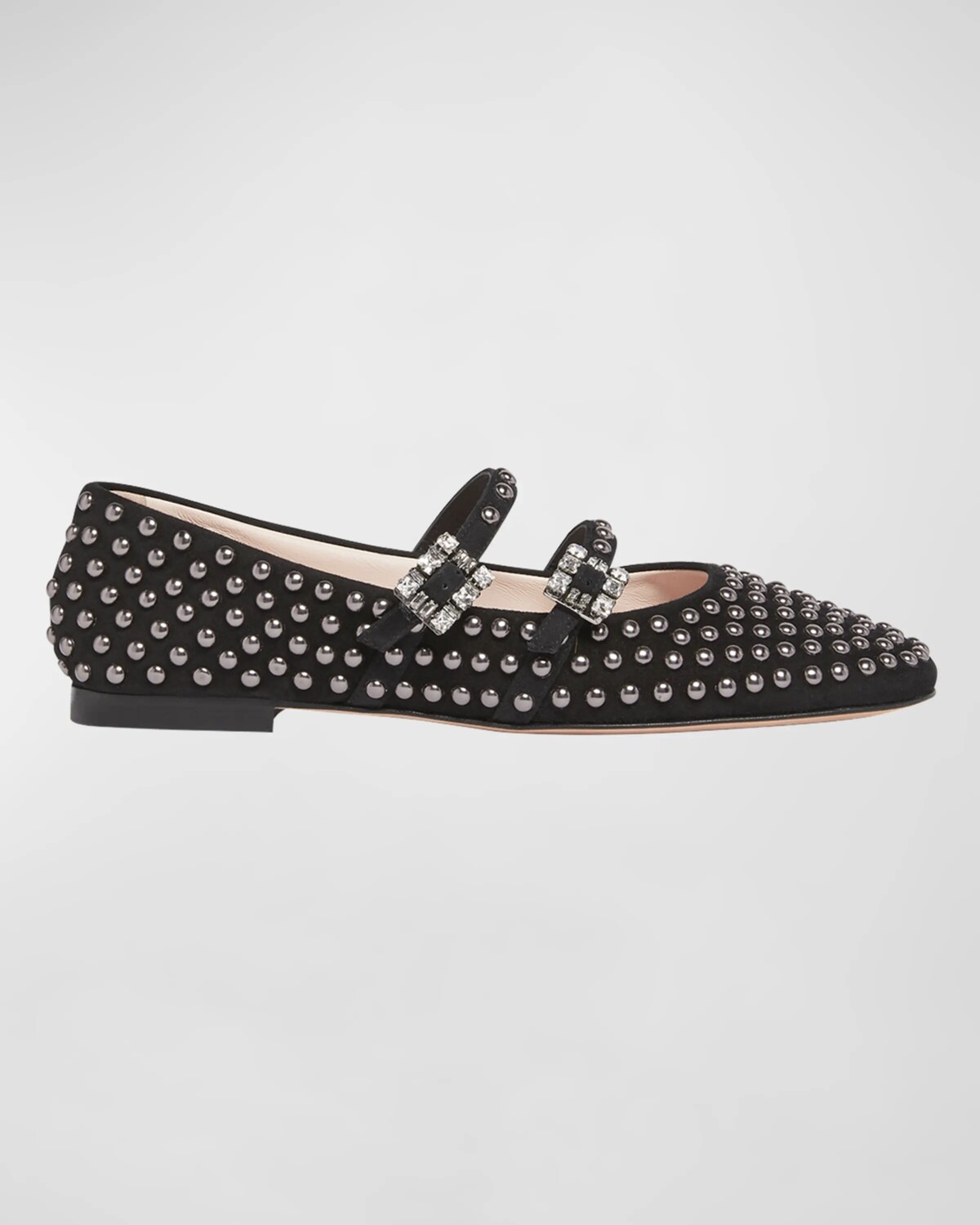 

Балетки с заклепками и двойной пряжкой Roger Vivier, цвет Nero