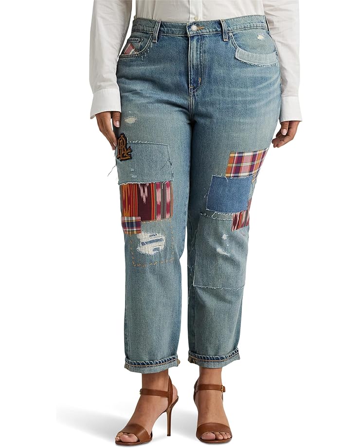 Джинсы LAUREN Ralph Lauren Plus Size Patchwork Relaxed Tapered Jeans in Skye Wash, цвет Skye Wash