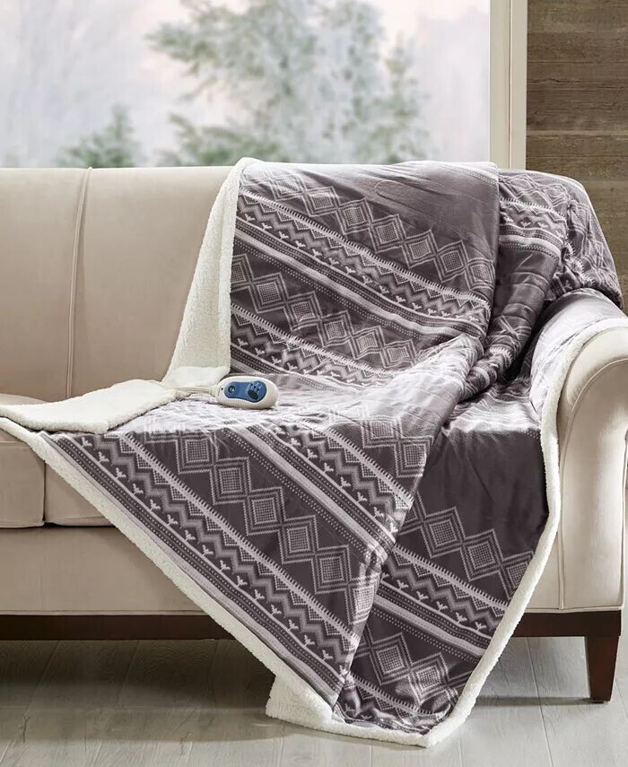 

Двусторонний плед Anderson Electric из искусственного меха в берберский, 70 x 60 дюймов Woolrich, серый