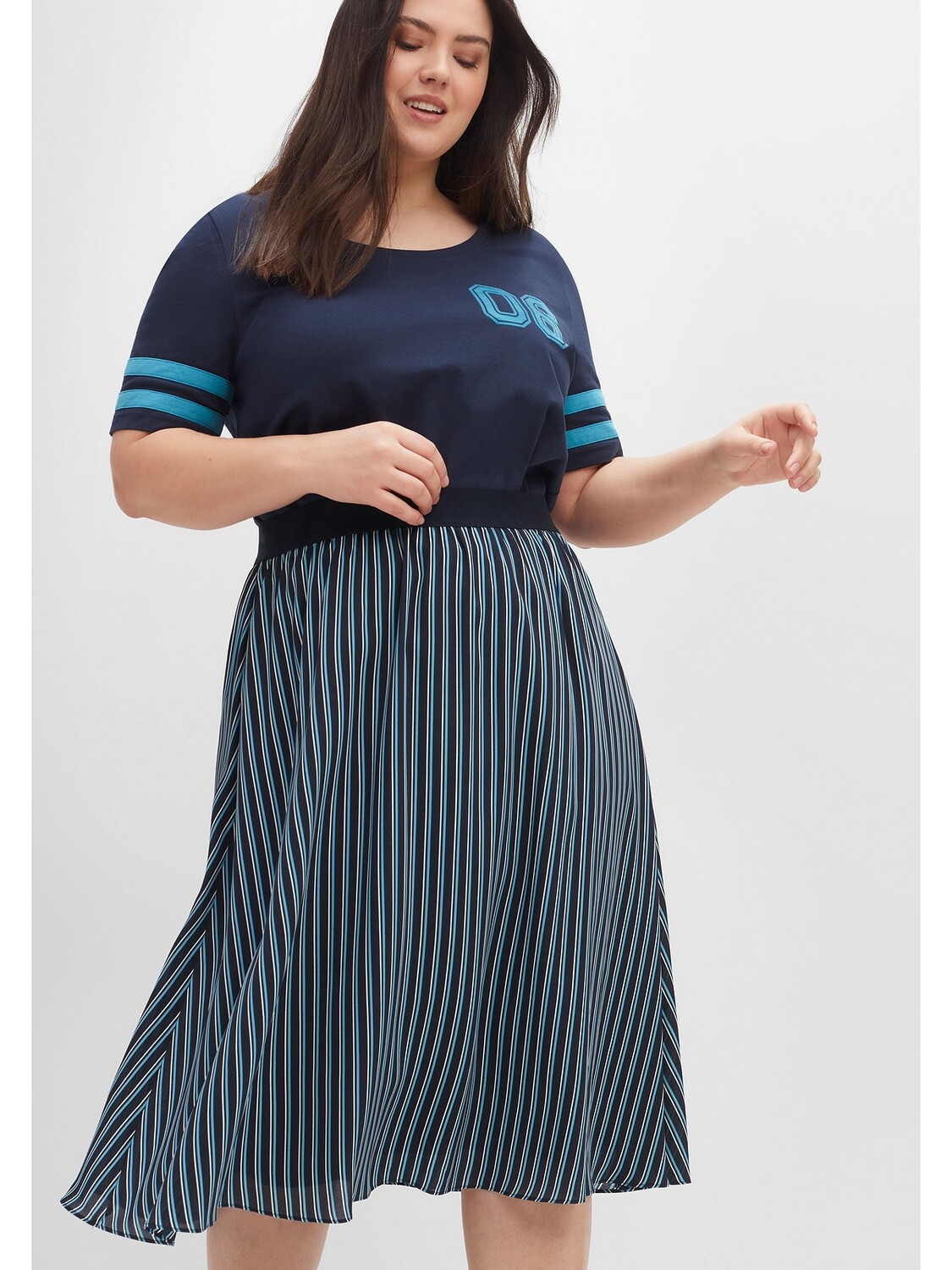 

Юбка до колена sheego Chiffon, цвет nachtblau gestreift