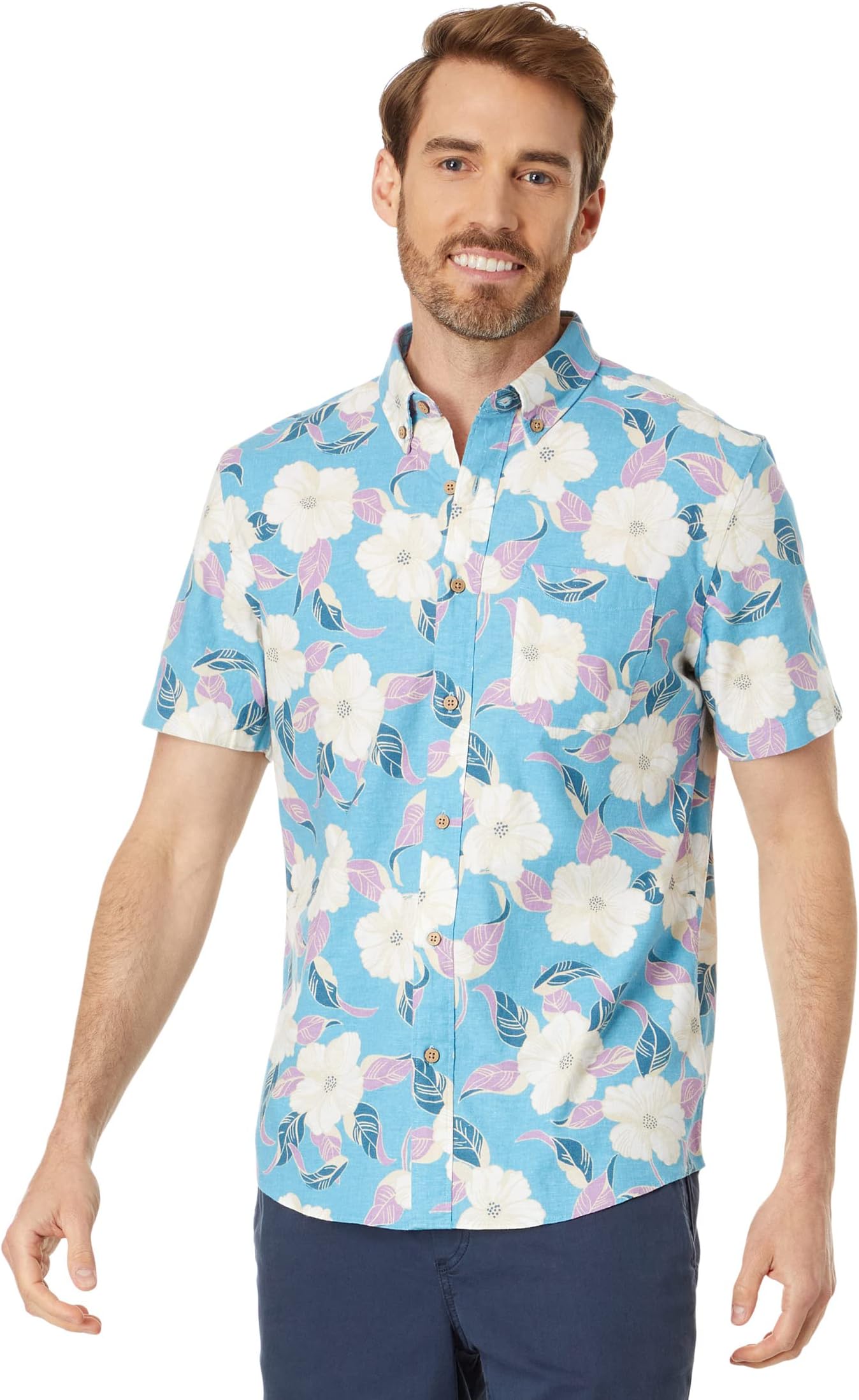 Рубашка с коротким рукавом Faherty, цвет Summer Sky Hawaiian