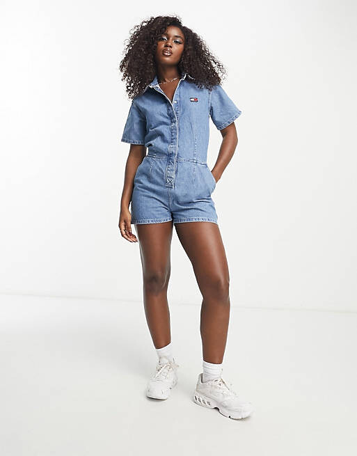 

Джинсовый комбинезон Tommy Jeans с логотипом средней стирки