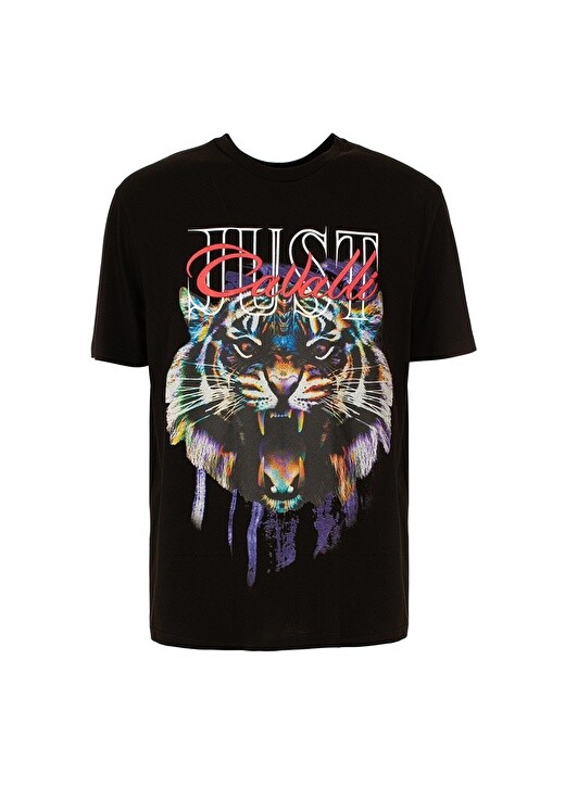 

Черная мужская футболка с круглым вырезом Just Cavalli, Черный