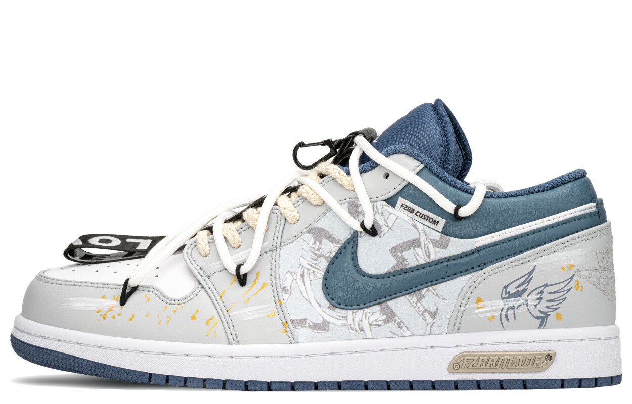 

Кроссовки Air Jordan 1 Vintage Basketball Shoes Men Low-top Gray/Blue, синий