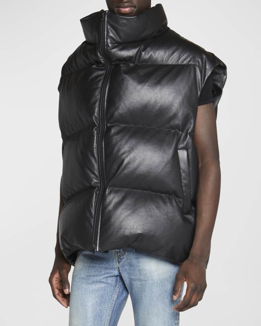 

Мужской объемный кожаный пуховик Swing Balenciaga, Серый