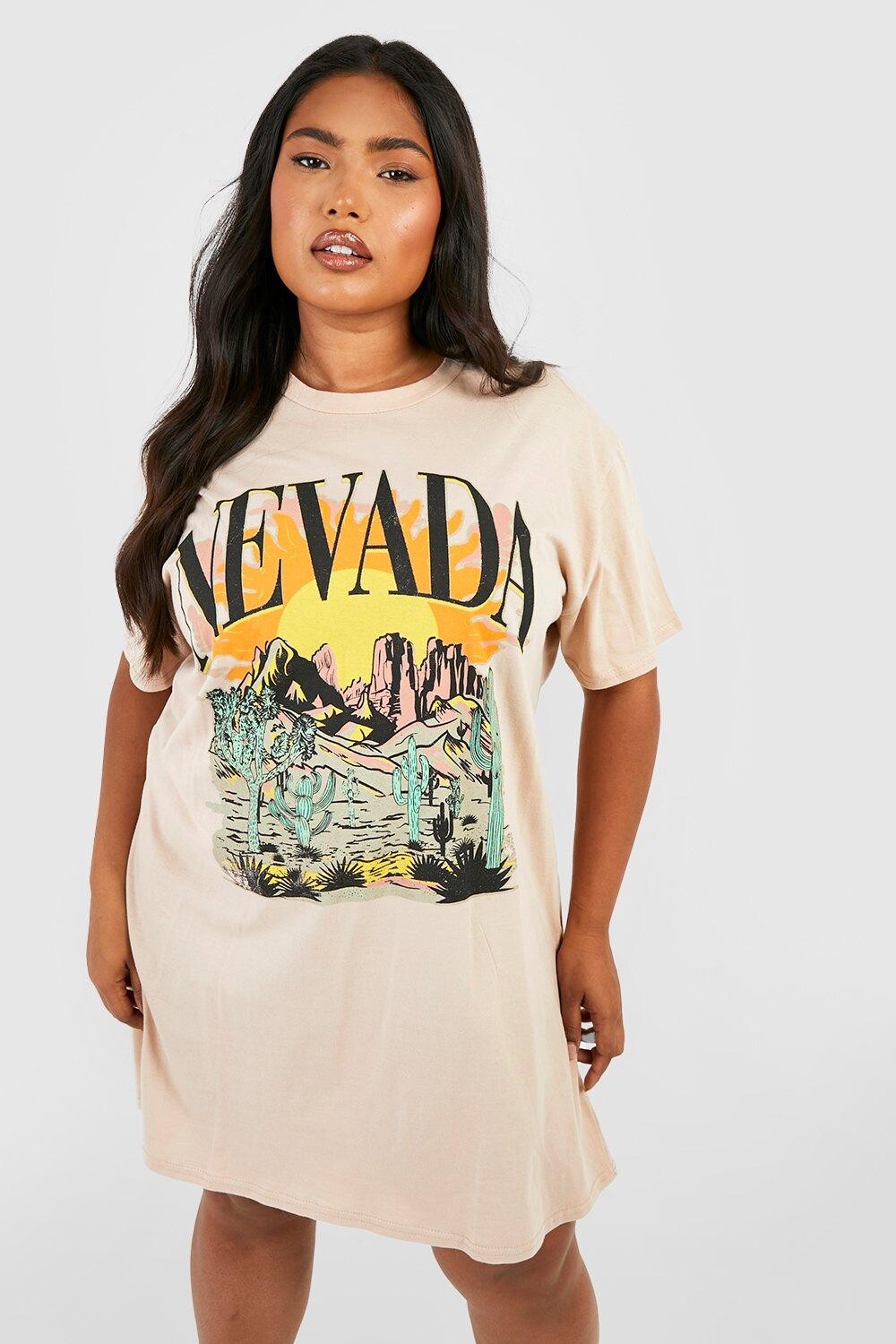

платье-футболка с графикой невада Boohoo, серый